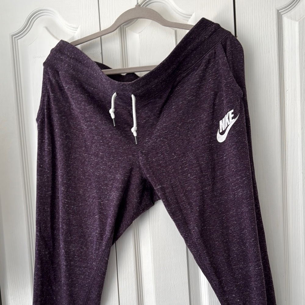 Nike Purple Joggers with Tapered Fit and Drawstring Waist